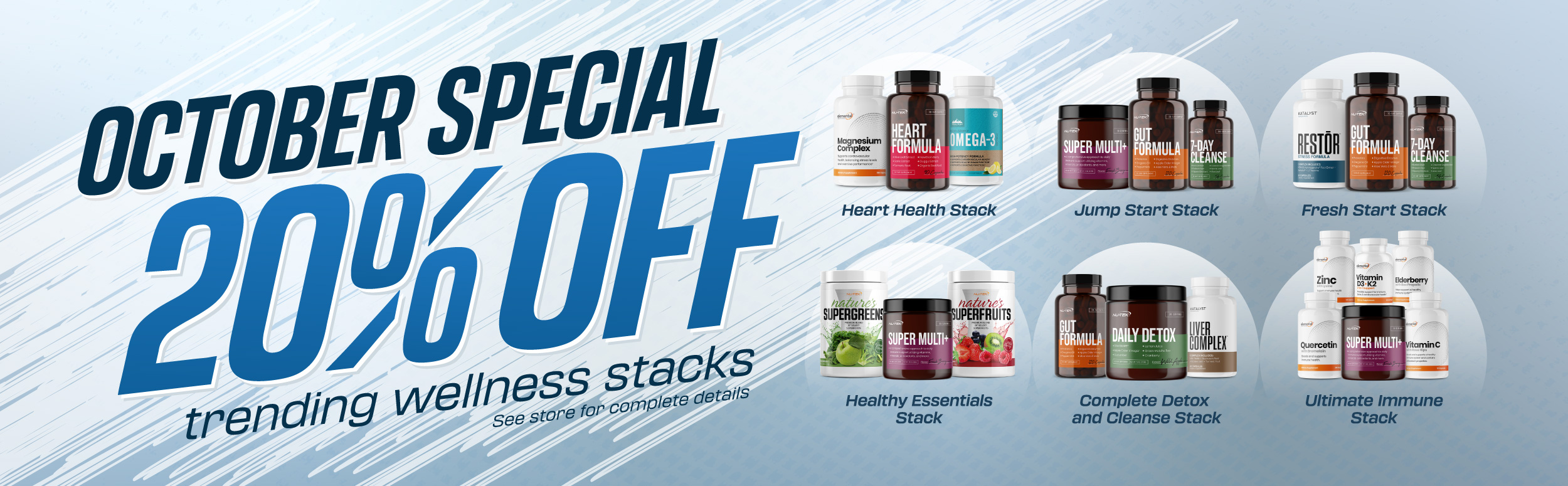October special 20% off any trending wellness supplement stack displayed below