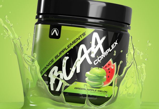 Image of BCAA Complex bottle in liquid splash